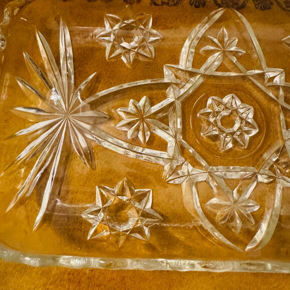 Anchor Hocking Prescut Rectangular Clear Glass Crystal Starburst USA Tray Dish - Picture 3 of 5